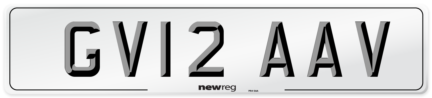 GV12 AAV Number Plate from New Reg